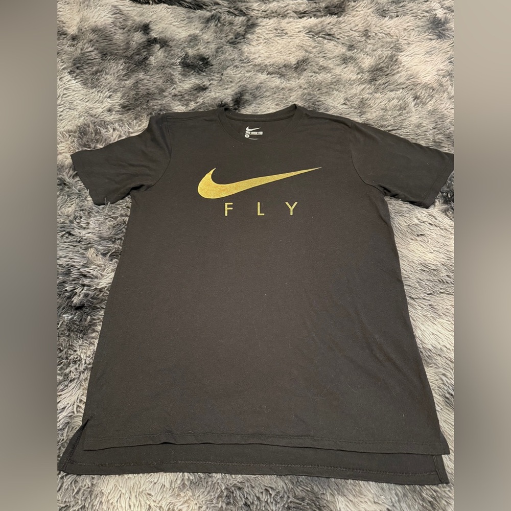 Nike Black Dri-Fit Swoosh Logo Graphic Tee